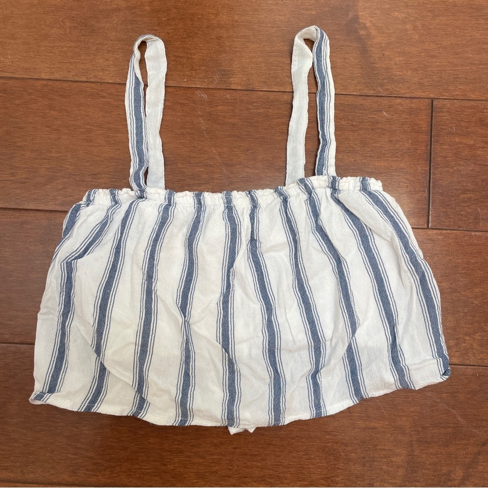 Hollister- Blue and White Striped Square Neck Flowy Crop Top Size XS Sunmmer